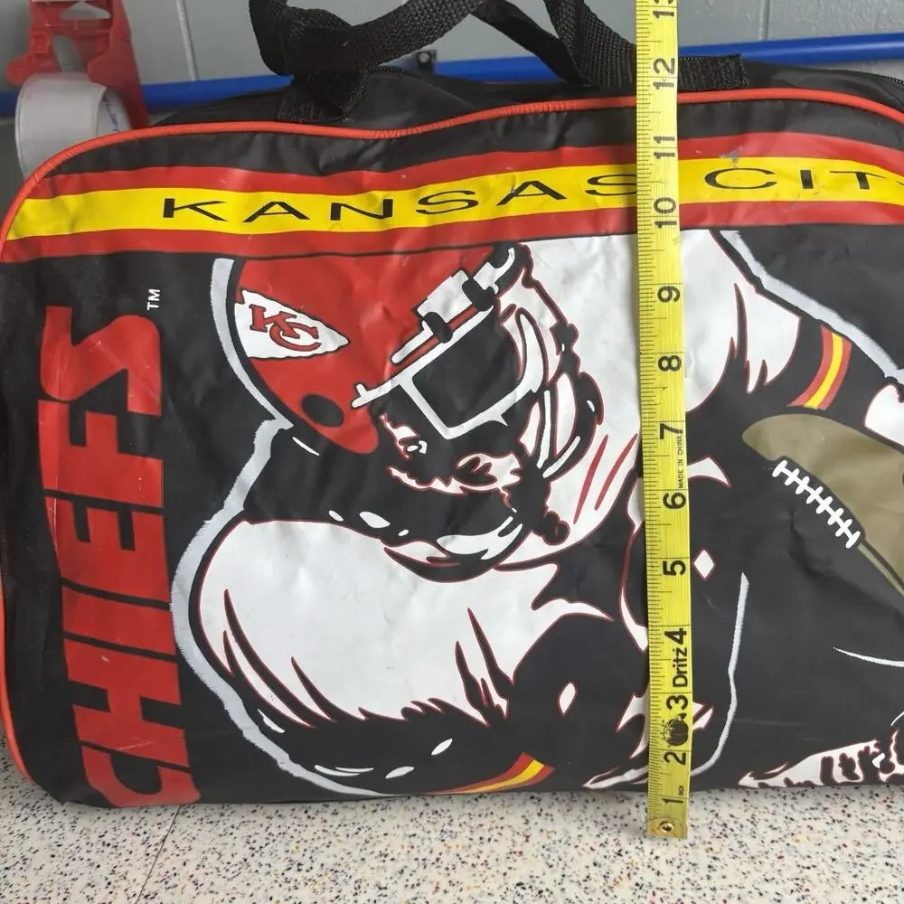 Vintage 90s KANSAS CITY CHIEFS Football Duffle Gym Bag Carry-On Handle Strap NFL